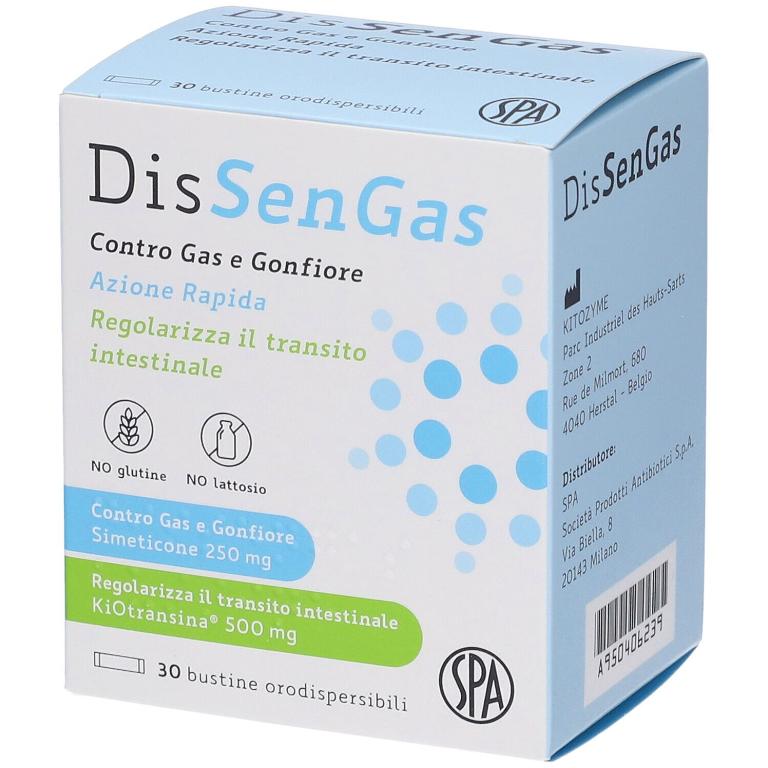 DisSenGas 30 bustine orodispersibili Confezione di DisSenGas 30 bustine orodispersibili contro gas e gonfiore addominale